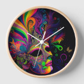Psychedelic Mardi Gras Face Mask Uhr (Vorderseite)
