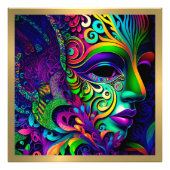 Psychedelic Mardi Gras Face Maske 3 Foto Print (Vorne)