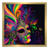 Psychedelic Mardi Gras Face Maske Wallpaper Foto P (Vorne)