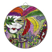 Psychedelic Mardi Gras Feather Mask Dartscheibe (vorne)