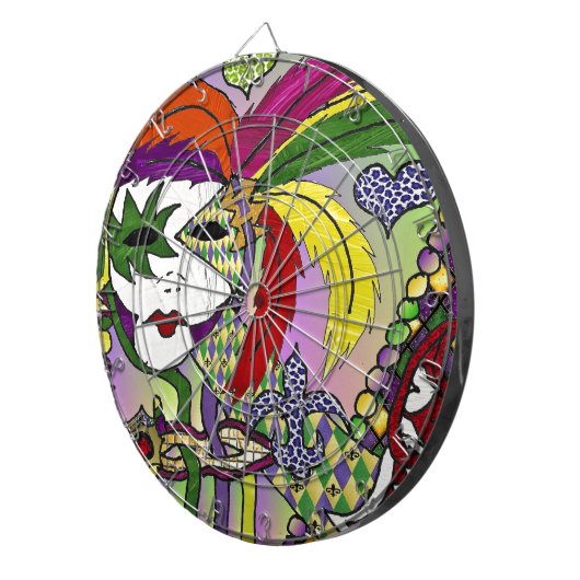 Psychedelic Mardi Gras Feather Mask Dartscheibe (Vorderseite rechts)