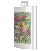 Psychedelic Mardi Gras Feather Mask Flachmann (Links)