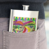 Psychedelic Mardi Gras Feather Mask Flachmann (Beispiel)