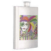 Psychedelic Mardi Gras Feather Mask Flachmann (Rechts)