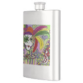 Psychedelic Mardi Gras Feather Mask Flachmann (Links)