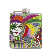 Psychedelic Mardi Gras Feather Mask Flachmann (Vorderseite)