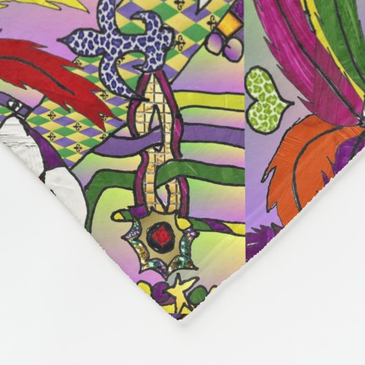 Psychedelic Mardi Gras Feather Mask Fleecedecke (Ecke)