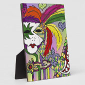 Psychedelic Mardi Gras Feather Mask Fotoplatte (Seite)