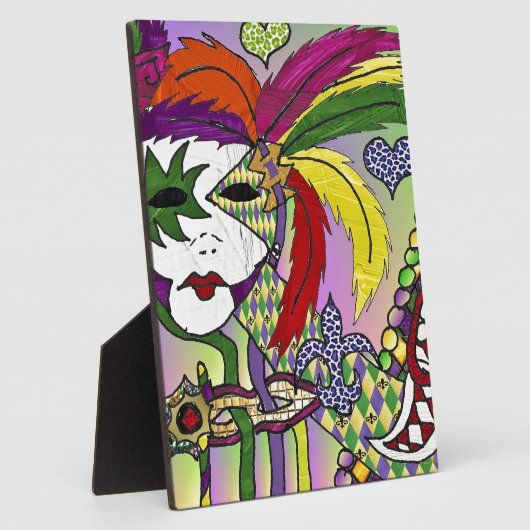 Psychedelic Mardi Gras Feather Mask Fotoplatte (Seite)