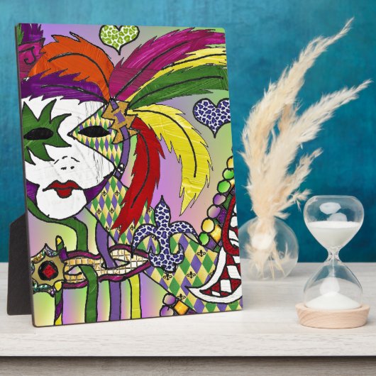 Psychedelic Mardi Gras Feather Mask Fotoplatte (Seite)