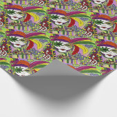 Psychedelic Mardi Gras Feather Mask Geschenkpapier (Ecke)