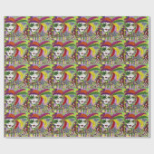 Psychedelic Mardi Gras Feather Mask Geschenkpapier (Flach)