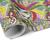 Psychedelic Mardi Gras Feather Mask Geschenkpapier (Rolleneckpunkt)