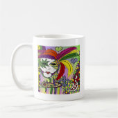Psychedelic Mardi Gras Feather Mask Kaffeetasse (Links)