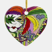 Psychedelic Mardi Gras Feather Mask Keramikornament (Vorne)