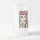 Psychedelic Mardi Gras Feather Mask Mattglas Bierglas (VorderseiteRechts)