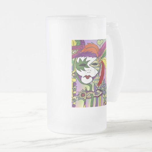 Psychedelic Mardi Gras Feather Mask Mattglas Bierglas (VorderseiteRechts)