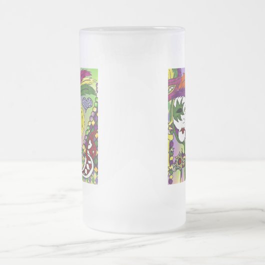 Psychedelic Mardi Gras Feather Mask Mattglas Bierglas (Mittel)