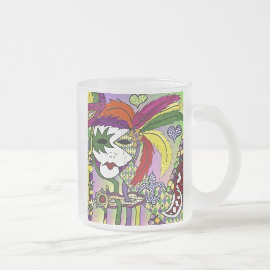 Psychedelic Mardi Gras Feather Mask Mattglastasse (Rechts)