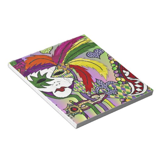 Psychedelic Mardi Gras Feather Mask Notizblock (angewinkelt)