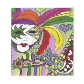 Psychedelic Mardi Gras Feather Mask Notizblock (Vorderseite)