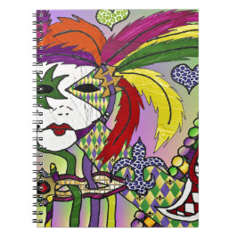 Psychedelic Mardi Gras Feather Mask Notizblock