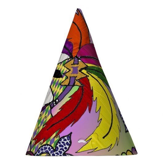 Psychedelic Mardi Gras Feather Mask Partyhütchen (Rechts)