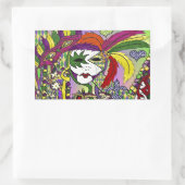 Psychedelic Mardi Gras Feather Mask Rechteckiger Aufkleber (Tasche)