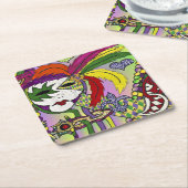 Psychedelic Mardi Gras Feather Mask Rechteckiger Pappuntersetzer (angewinkelt)