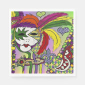 Psychedelic Mardi Gras Feather Mask Serviette (Vorderseite)