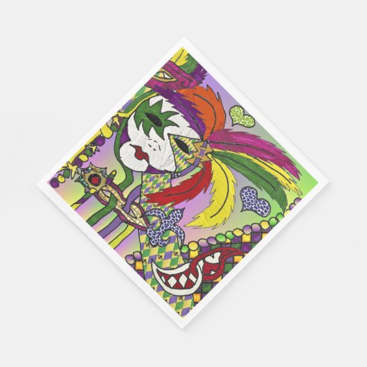 Psychedelic Mardi Gras Feather Mask Serviette (Ecke)