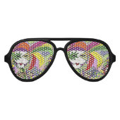 Psychedelic Mardi Gras Feather Mask Sonnenbrille (Vorderseite)