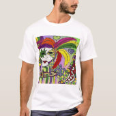 Psychedelic Mardi Gras Feather Mask T-Shirt (Vorderseite)