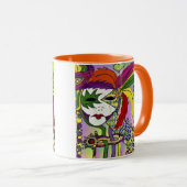 Psychedelic Mardi Gras Feather Mask Tasse (VorderseiteRechts)