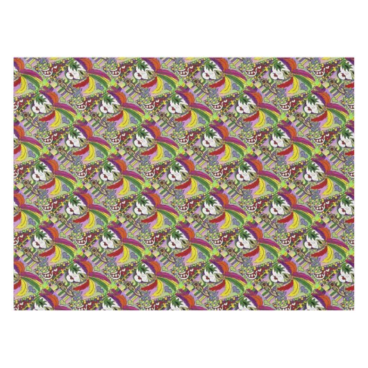 Psychedelic Mardi Gras Feather Mask Tischdecke (Vorderseite (Horizontal))