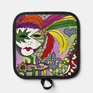 Psychedelic Mardi Gras Feather Mask Topflappen
