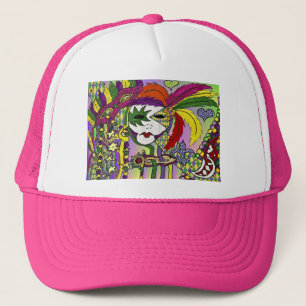 Psychedelic Mardi Gras Feather Mask Truckerkappe