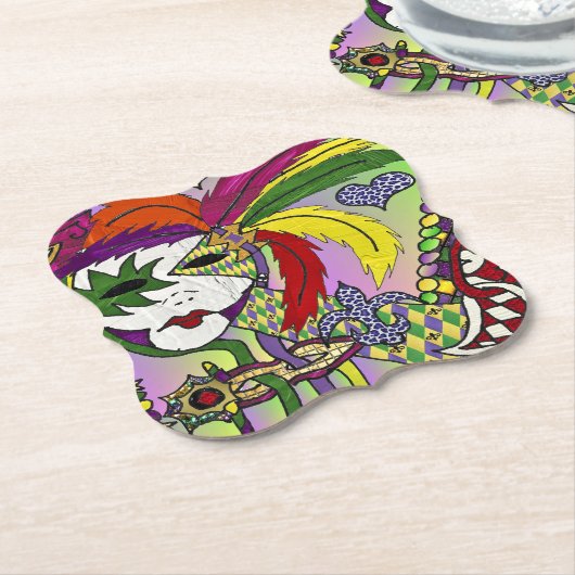 Psychedelic Mardi Gras Feather Mask Untersetzer (angewinkelt)