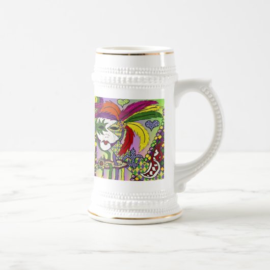Psychedelic Mardi Gras Feather Masken Beer Stein Bierglas (Rechts)