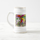 Psychedelic Mardi Gras Feather Masken Beer Stein Bierglas (Links)