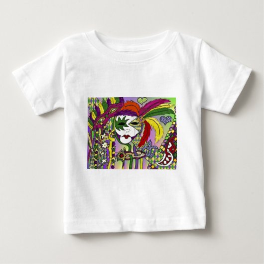 Psychedelic Mardi Gras Feather Masken Geschenke Ap Baby T-shirt (Vorderseite)