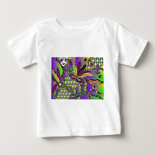 Psychedelic Mardi Gras Feather Masken Geschenke Ap Baby T-shirt (Vorderseite)