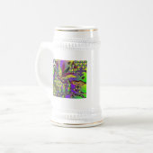 Psychedelic Mardi Gras Feather Masken Geschenke Ap Bierglas (Vorderseite Links)