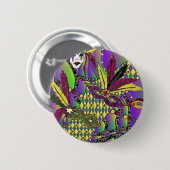 Psychedelic Mardi Gras Feather Masken Geschenke Ap Button (Vorne & Hinten)