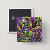 Psychedelic Mardi Gras Feather Masken Geschenke Ap Button (Vorne & Hinten)