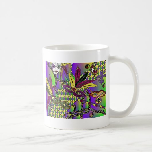 Psychedelic Mardi Gras Feather Masken Geschenke Ap Kaffeetasse (Rechts)
