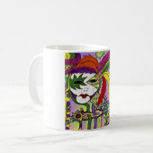 Psychedelic Mardi Gras Feather Masken Geschenke Ap Kaffeetasse (Vorderseite Links)