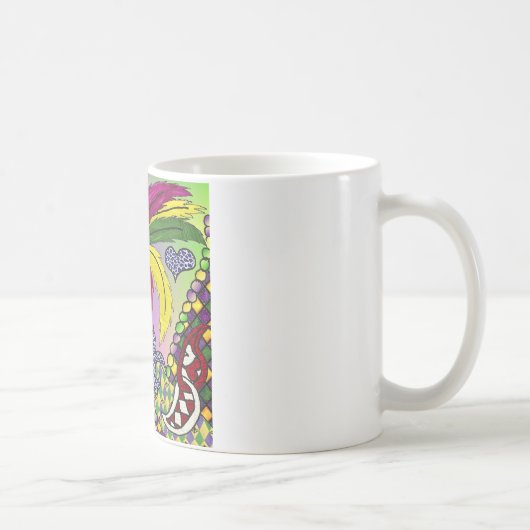 Psychedelic Mardi Gras Feather Masken Geschenke Ap Kaffeetasse (Rechts)