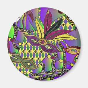 Psychedelic Mardi Gras Feather Masken Geschenke Ap Magnet