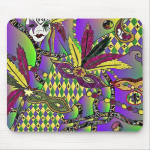 Psychedelic Mardi Gras Feather Masken Geschenke Ap Mousepad